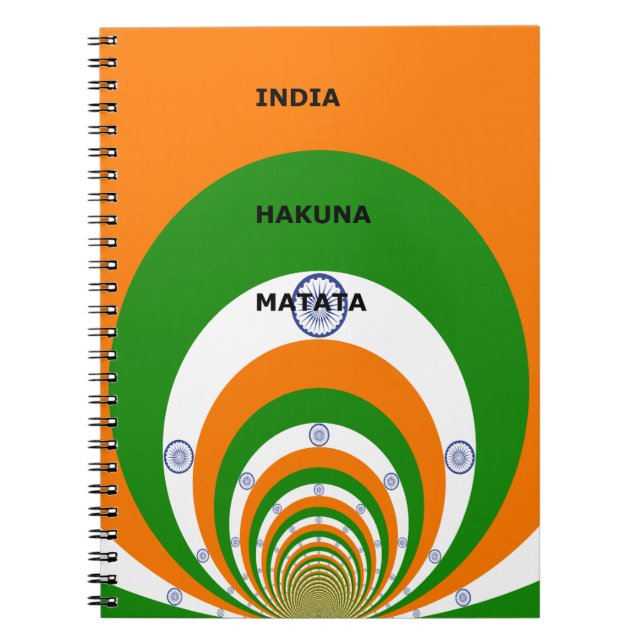 Carnet Drapeau national indien design avec "Hakuna Mat (Devant)