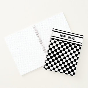 Carnet Drapeau noir et blanc À damiers vainqueurs