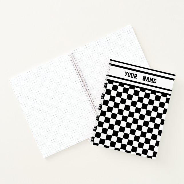 Carnet Drapeau noir et blanc À damiers vainqueurs (Intérieur)