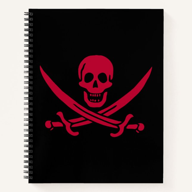 Carnet Drapeau pirate de Crâne Rouge et Épées de Calico J (Devant)