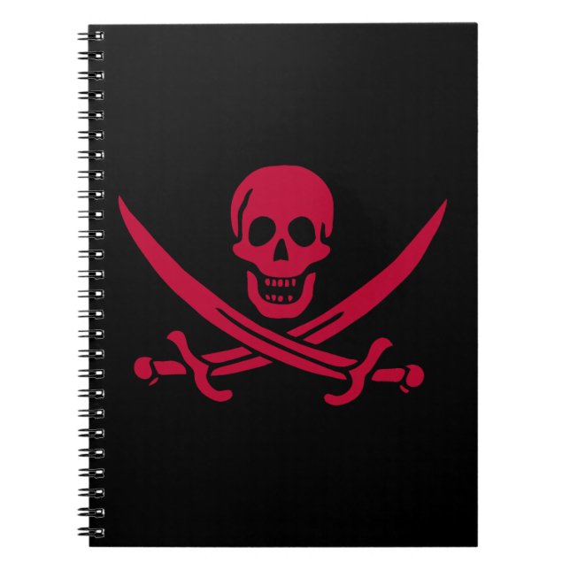 Carnet Drapeau pirate de Crâne Rouge et Épées de Calico J (Devant)