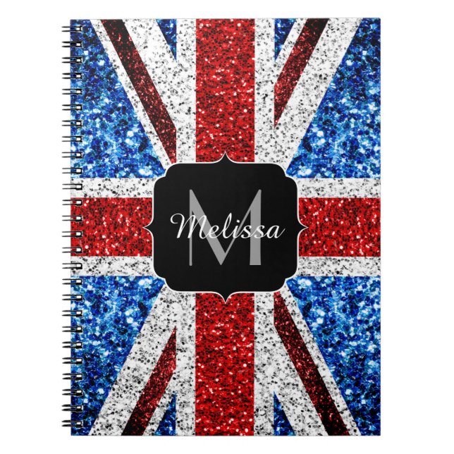 Carnet Drapeau rouge bleu blanc brillant parties scintill (Devant)