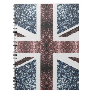 Carnet Drapeau rustique UK rouge bleu étincelants parties