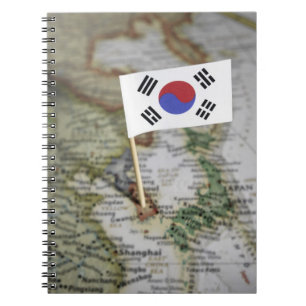 Carnet Drapeau sud-coréen dans la carte