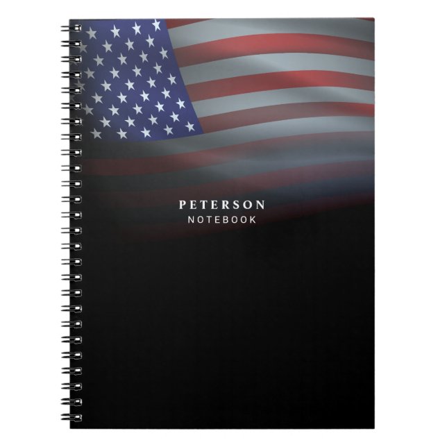 Carnet Drapeau USA | Dégradé Transparent | Noir (Devant)