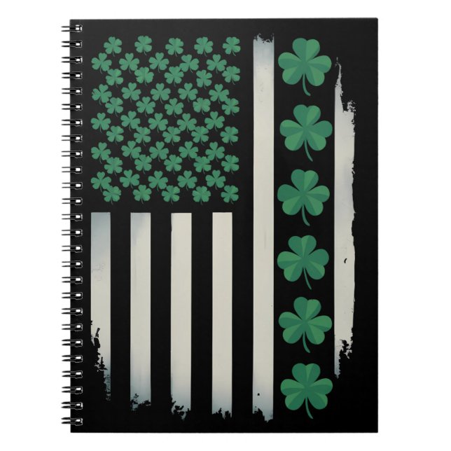 Carnet Drapeaux américains Shamrocks Fête de la Saint-Pat (Devant)