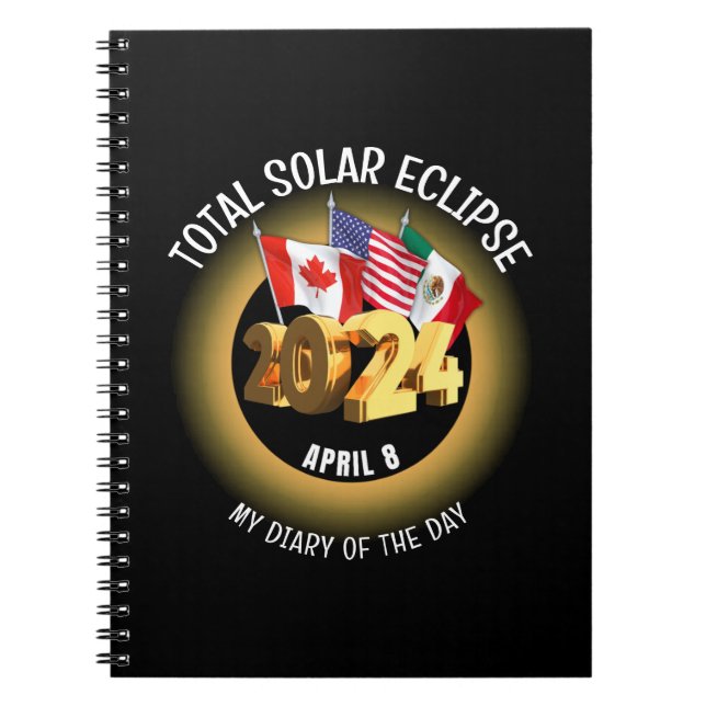 Carnet Drapeaux ÉCLIPSE SOLAIRE TOTALE 2024 sur mesure (Devant)