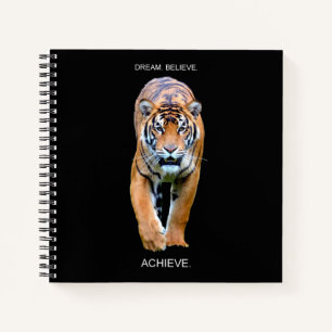 Carnet Dream Believe Achieve Tiger Spiral Carré Graph