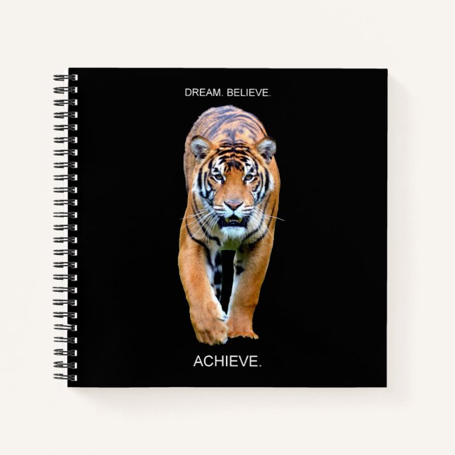 Carnet Dream Believe Achieve Tiger Spiral Carré Graph (Devant)