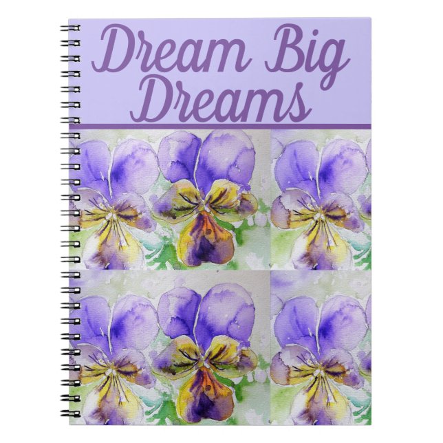 Carnet Dream Big Book Viola Purple Flower Aquarelle Art (Devant)