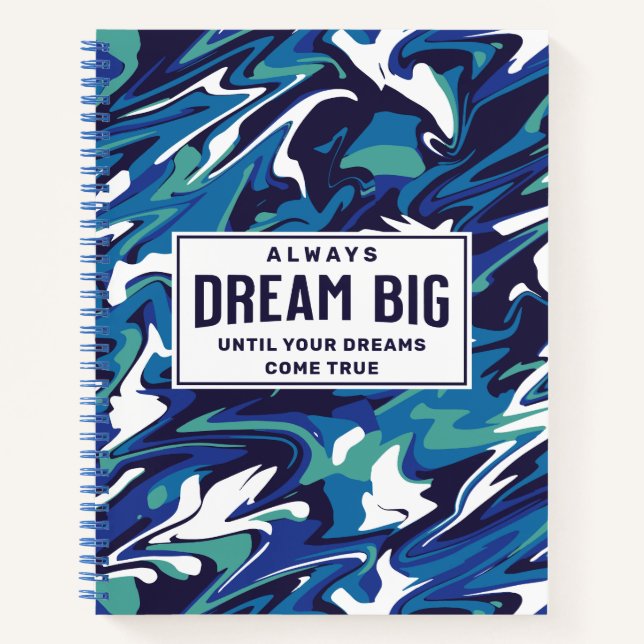 Carnet Dream Big Modern Blue Abstrait Custom (Devant)