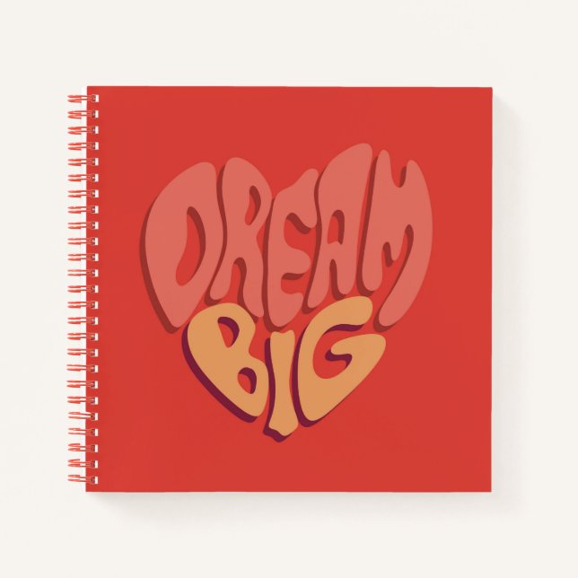Carnet Dream Big : Slogan puissant au coeur rouge (Devant)