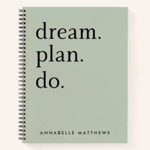 Carnet Dream Plan Do Moderne minimaliste Vert Sage