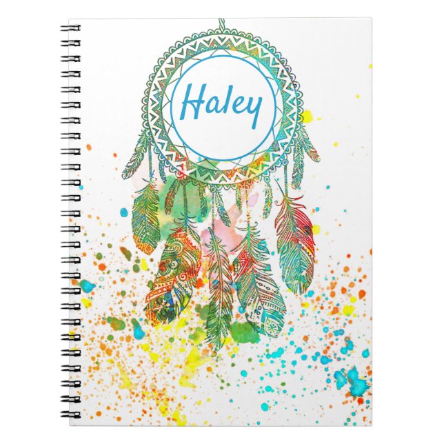 Carnet Dreamcatcher splatter personnalisé (Devant)