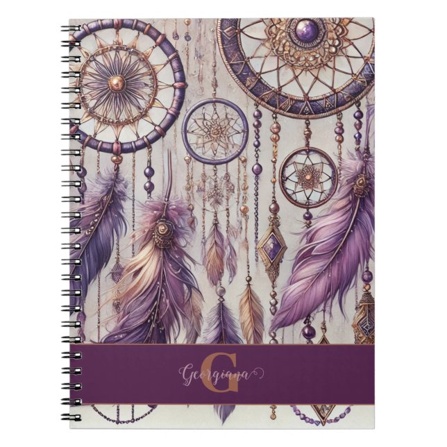Carnet Dreamcatchers Personnalisés Boho & Purple & Or (Devant)