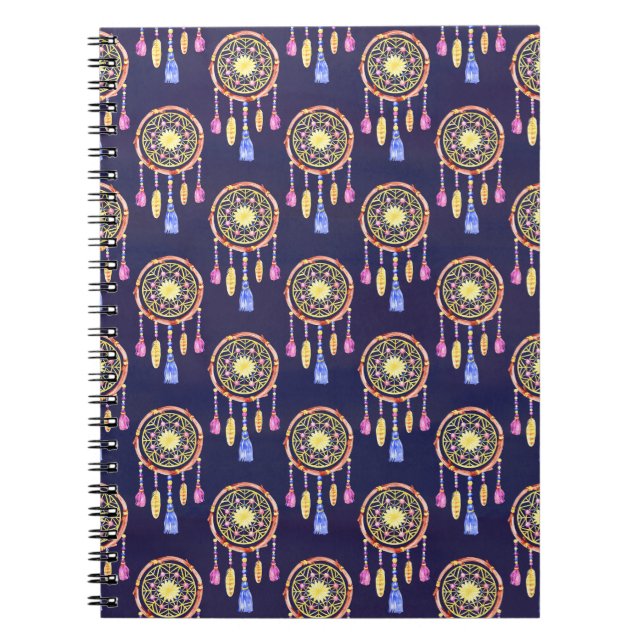 Carnet Dreamcatchers Plumes Aquarelle Texture transparent (Devant)