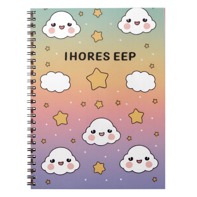Carnet “Dreamy pastel, soft clouds, stars, notebook cover (Devant)