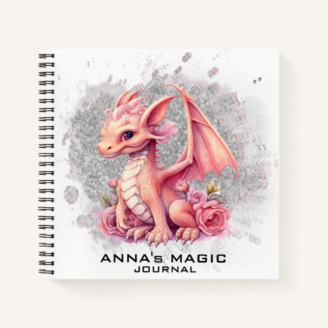 Carnet *~* Droit rose Attraction Bébé mignon Dragon AP85 (Devant)