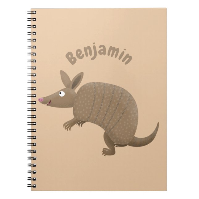 Carnet Drôle armadillo joyeux dessin animé (Devant)