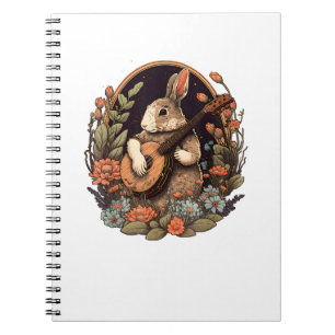 Carnet Drôle Bunny Jouer Banjo Guitare Musique Rabbit Hap