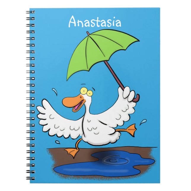 Carnet Drôle canard avec parapluie dessin animé (Devant)