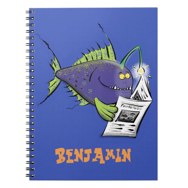 Carnet Drôle caricature de poisson de pêcheur (Devant)