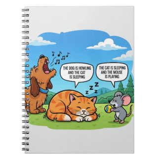 Carnet Drôle Cartoon Chien, Chat et souris