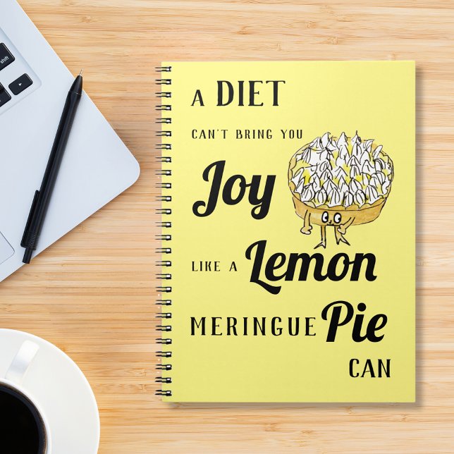 Carnet Drôle Citron Meringue Pie Diet Plaisanterie (Funny lemon meringue pie diet joke notebook. Modern typography and cartoon watercolor cake art)
