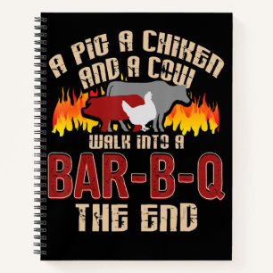 Carnet Drôle Cochon Poulet Barre de Vache B Q Barbecue Ch