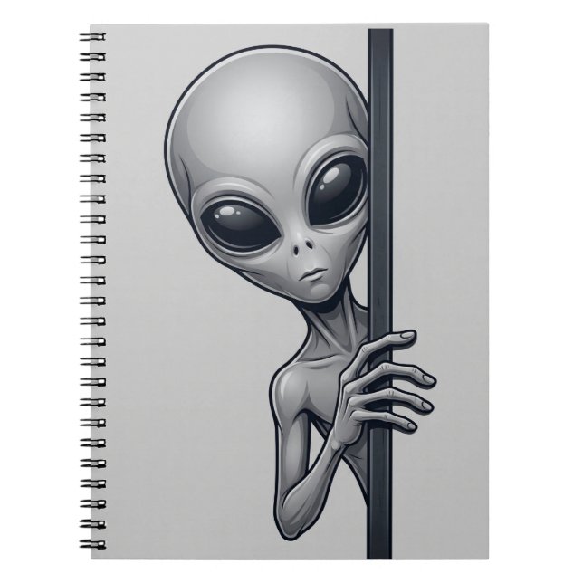 Carnet Drôle de conception d'alien gris regardant furtive (Devant)