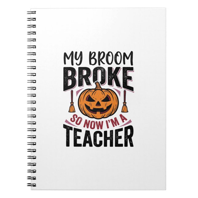 Carnet Drôle de professeur d'Halloween Balai Cassa Concep (Devant)