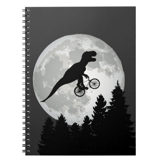 Carnet Drôle de vol à vélo T-Rex avec Pleine lune (Devant)