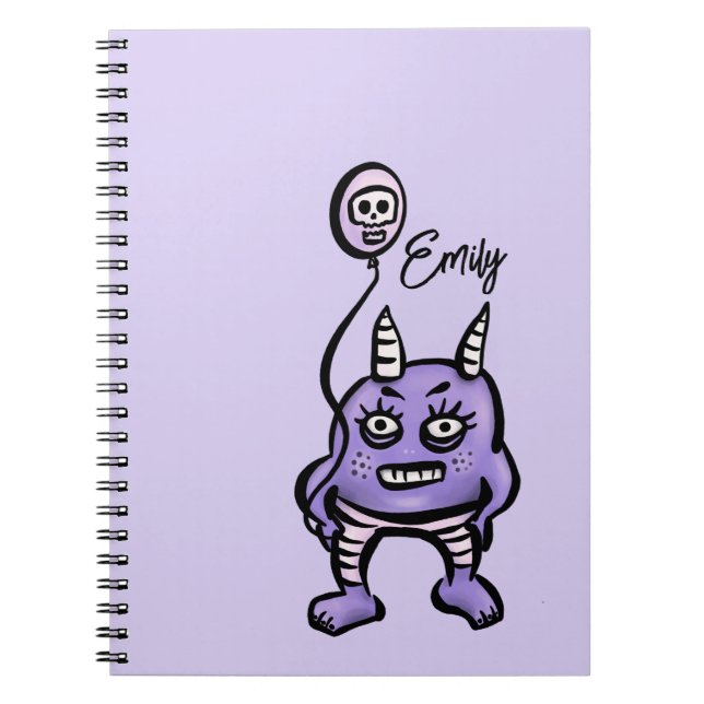 Carnet Drôle démon mauve mou Whimsigoth Nom (Devant)