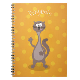 Carnet Drôle dessin animé de belette disant bonjour