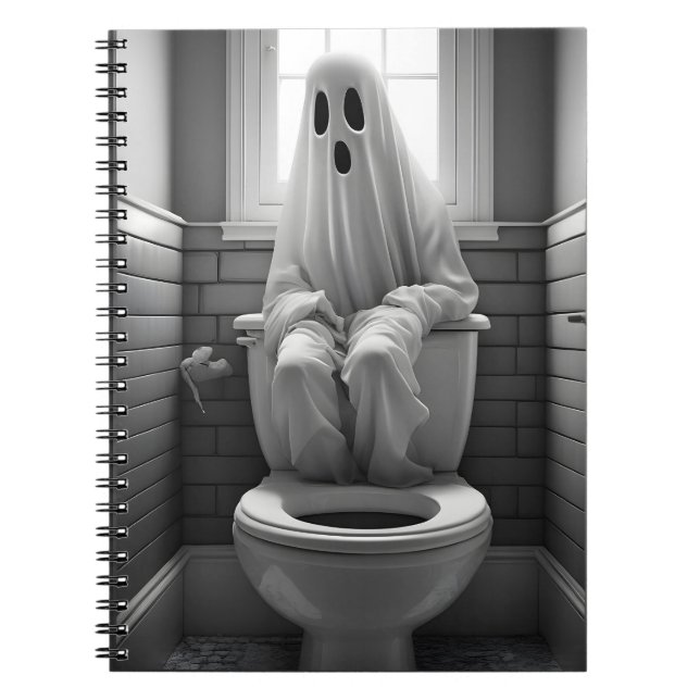Carnet Drôle fantôme assis dans les toilettes (Devant)