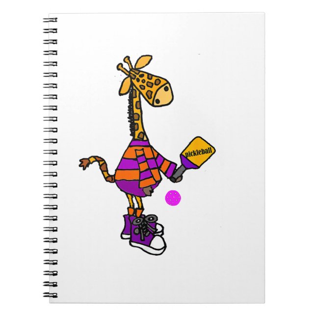 Carnet Drôle Giraffe Jouer Pickleball (Devant)