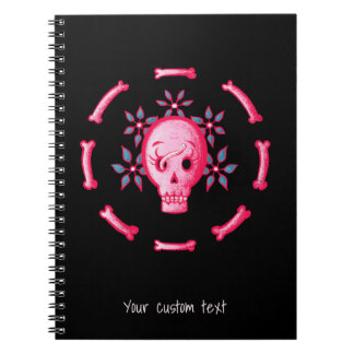 Carnet Drôle Goth Crâne noir rose