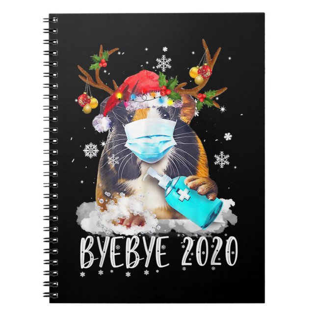 Carnet Drôle Guinée Cochon Visage de Noël Masque Bye Bye  (Devant)
