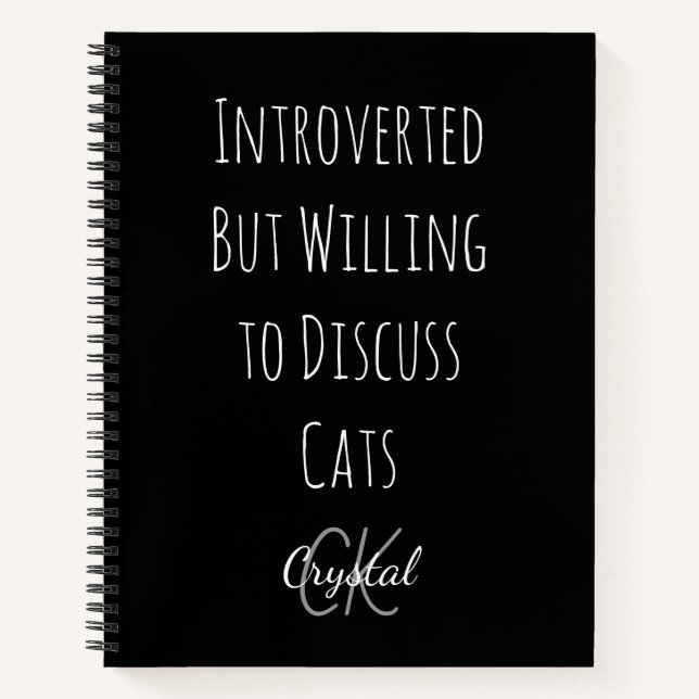 Carnet Drôle Introverti Mais Prêt à Discuter des Chats  (Devant)