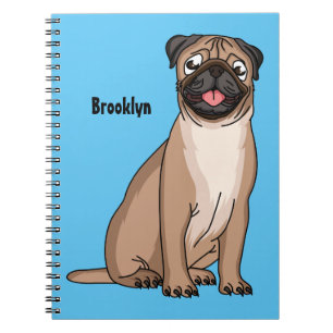 Carnet Drôle joyeux dessin animé de chien de carlin
