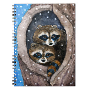 Carnet drôle mignon de neige d'hiver de ratons