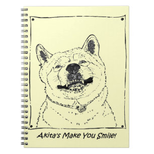 Carnet drôle mignonne akita sourire réaliste chien art