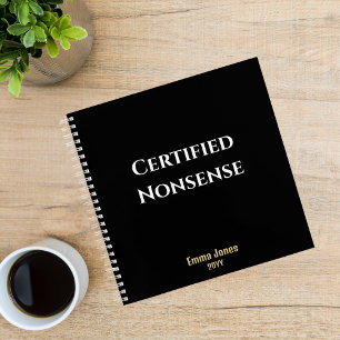 Carnet Drôle ‘Nonsense Certifié’, Monogramme Noir Personn
