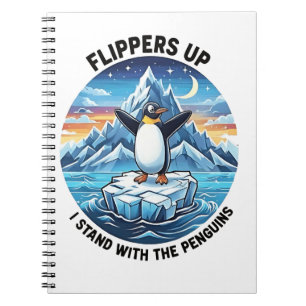 Carnet Drôle Penguin Résiste À La Manifestation Contre Le