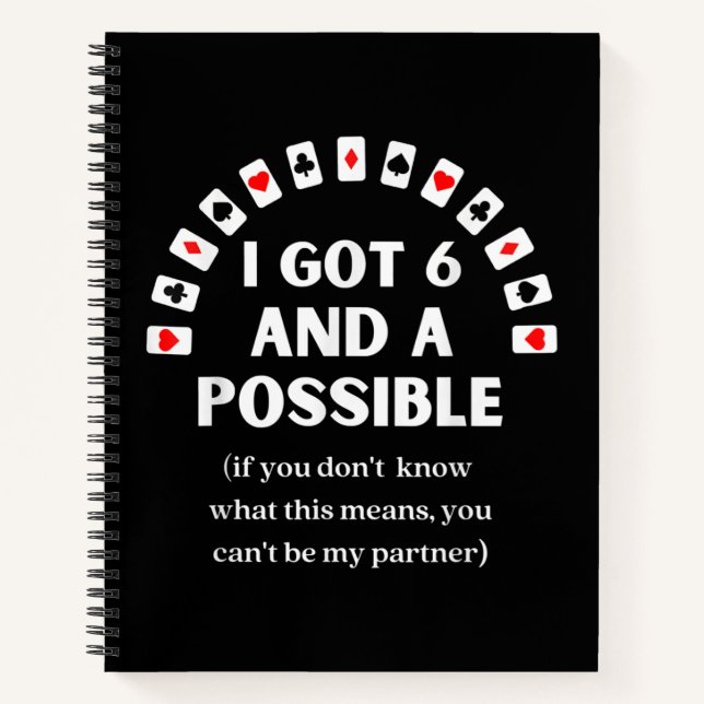 Carnet Drôle Pique J'Ai Six Et Une Carte De Jeu Possible (Devant)