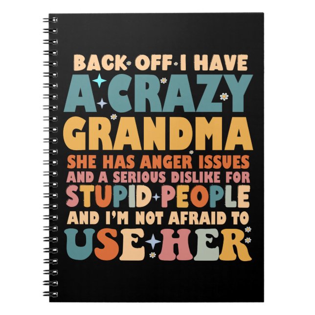 Carnet Drôle Recule J'ai Une Grand-Mère Folle (Devant)