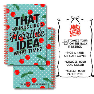 Carnet Drôle Retro Cerises Horrible Idée Citation