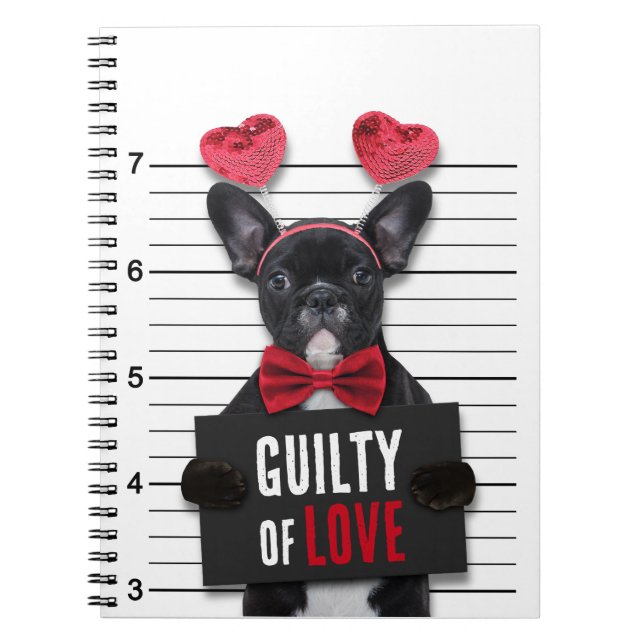 Carnet Drôle Saint Valentin Mugshot Coupable Aimer Chien (Devant)