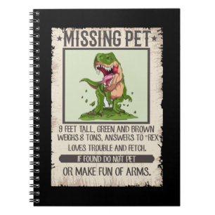 Carnet Drôle T-Rex Dino Pet Dinosaur Plaisanter