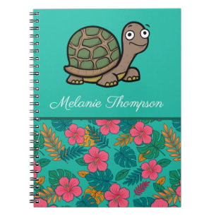 Carnet Drôle Tortoise Floral Motif Nom personnalisé